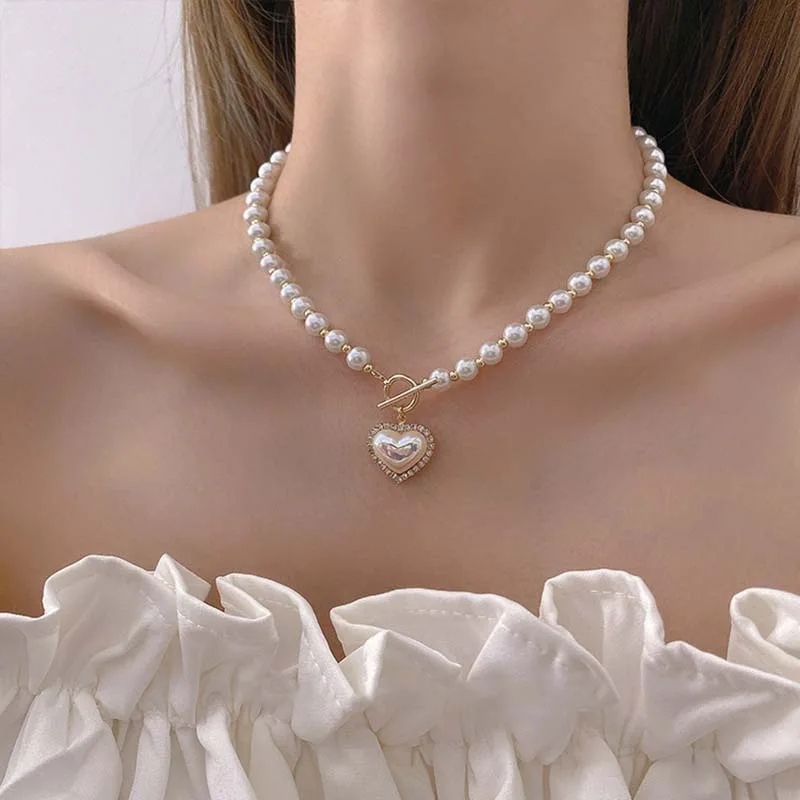 Pearl Choker Necklace Vintage - جديد خمر تقليد اللؤلؤ المختنق طوق