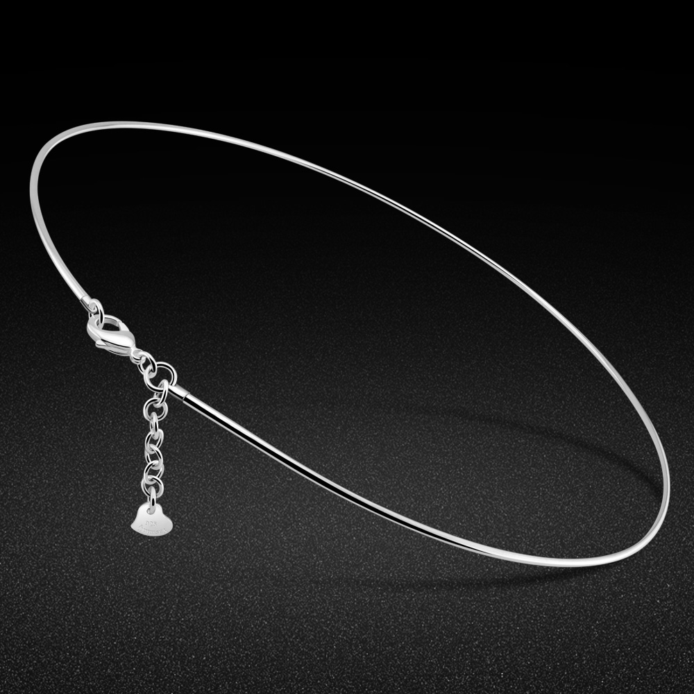 925 Sterling Silver Chain Necklace Men - Kpop 925 فضة المختنق سلسلة قلادة