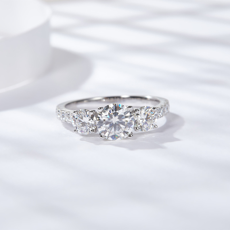 Moissanite Engagement Ring 1 Carat - HTOTOH 3 حجر 1 قيراط D
