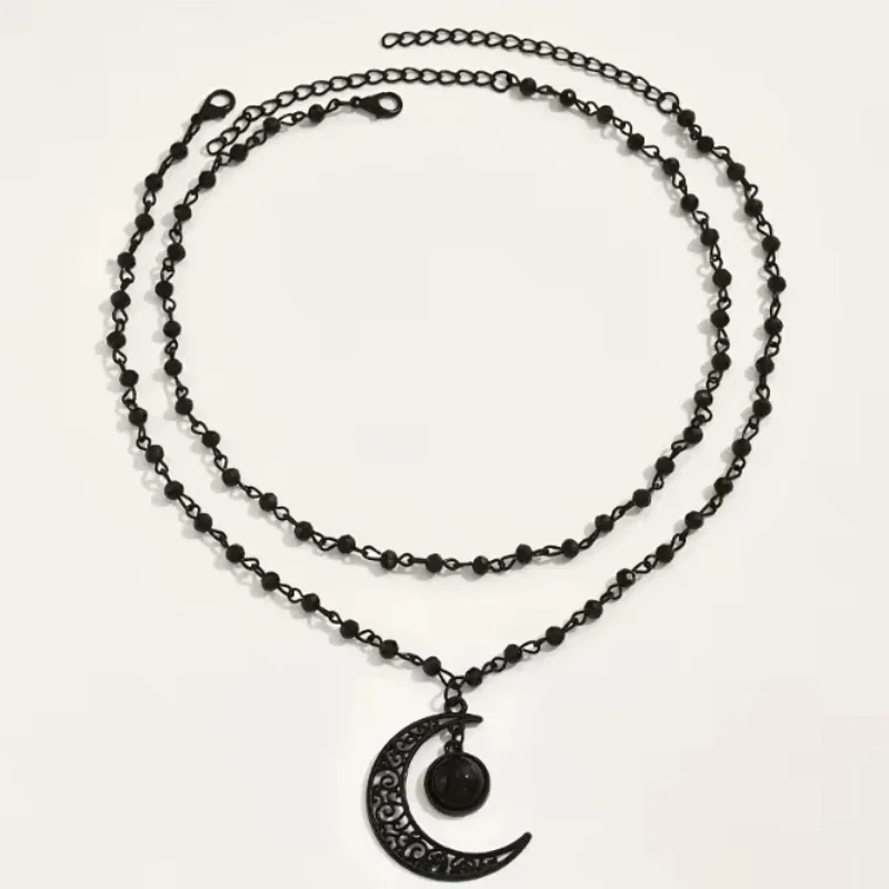 قلادة هلالية متعددة الطبقات بت - مراجعة Layered Pendant Necklace Aesthetic وسعره