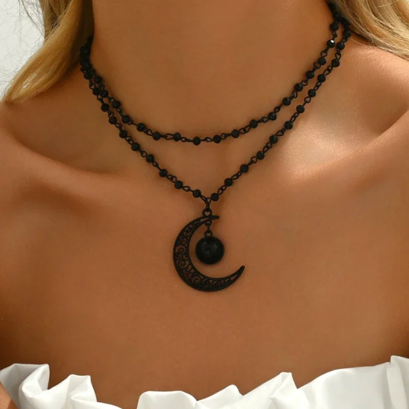 قلادة هلالية متعددة الطبقات بت - مراجعة Layered Pendant Necklace Aesthetic وسعره