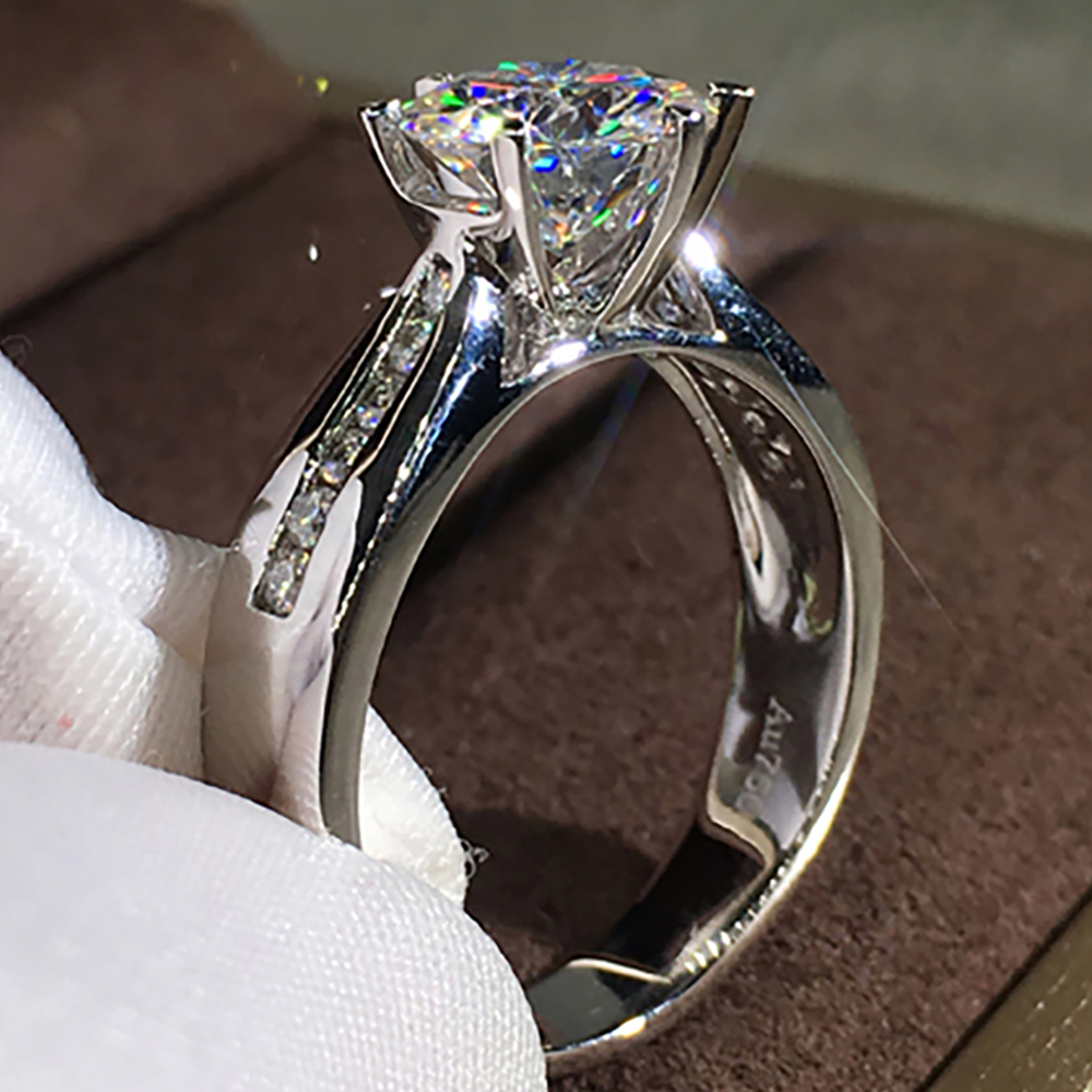 مخصص الصلبة 14K Au585 الذهب ال - مراجعة Moissanite Engagement Ring 1 Carat وسعره