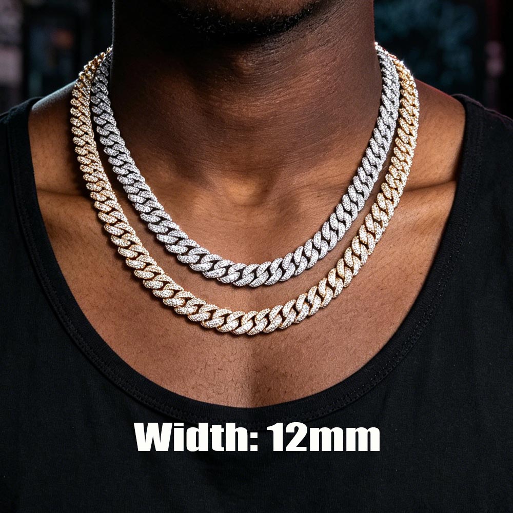 قلادة هيب هوب 12 ملم مرصعة بال - مراجعة Cuban Link Chain 12Mm وسعره