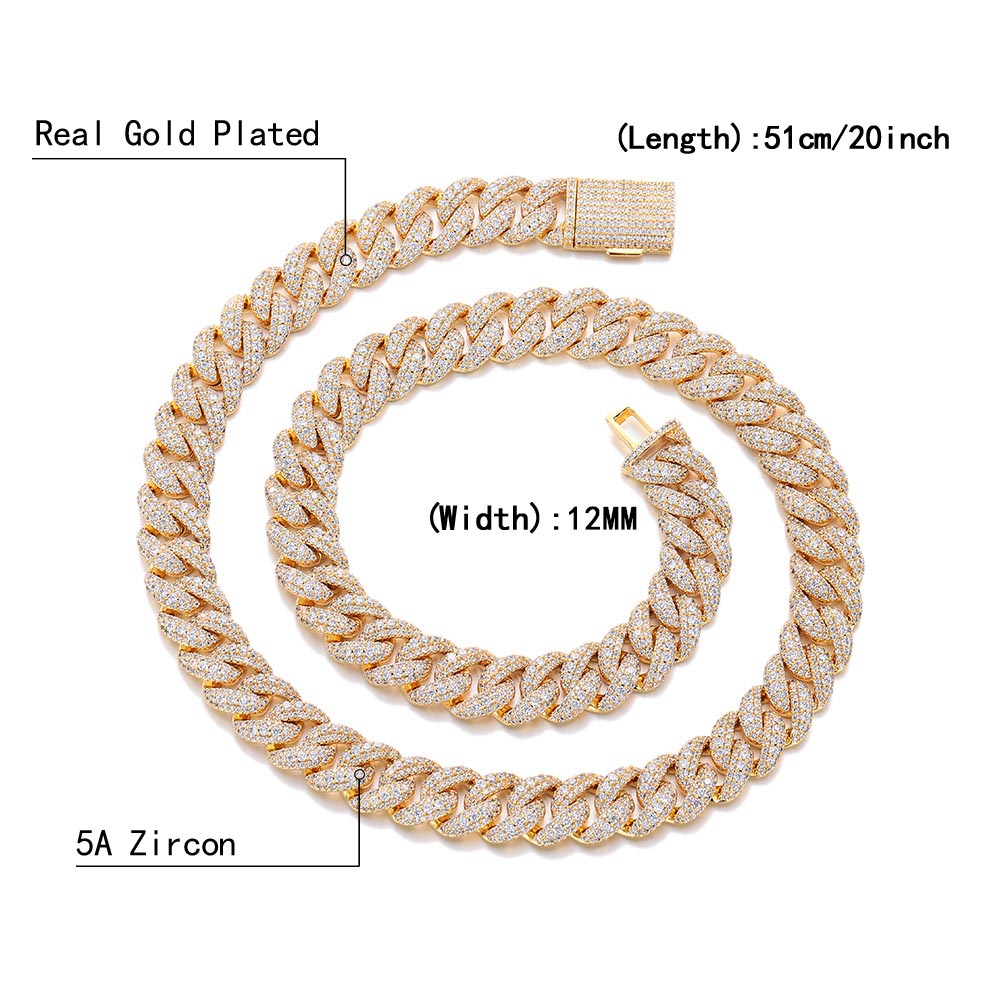 قلادة هيب هوب 12 ملم مرصعة بال - مراجعة Cuban Link Chain 12Mm وسعره