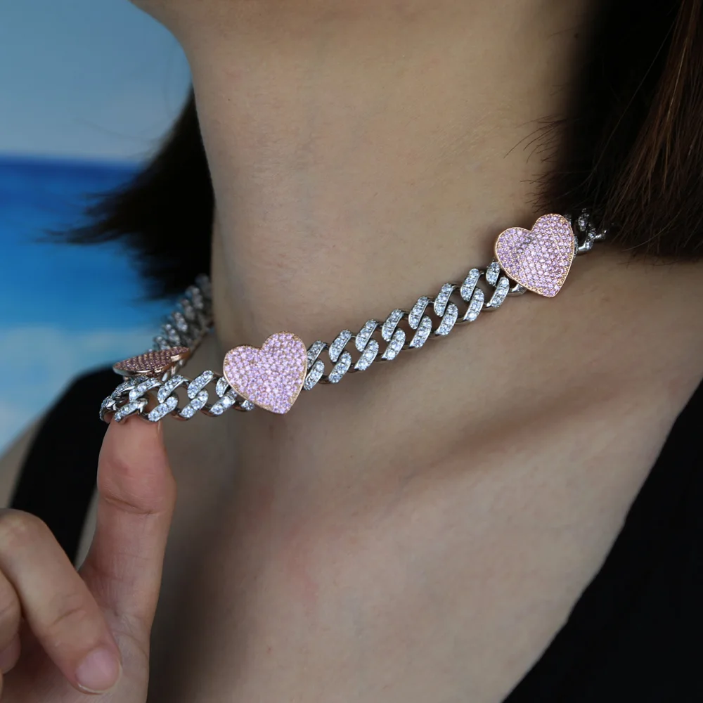 قلادة بلينغ مثلجة على شكل قلب  - مراجعة Cuban Link Chain 12Mm وسعره