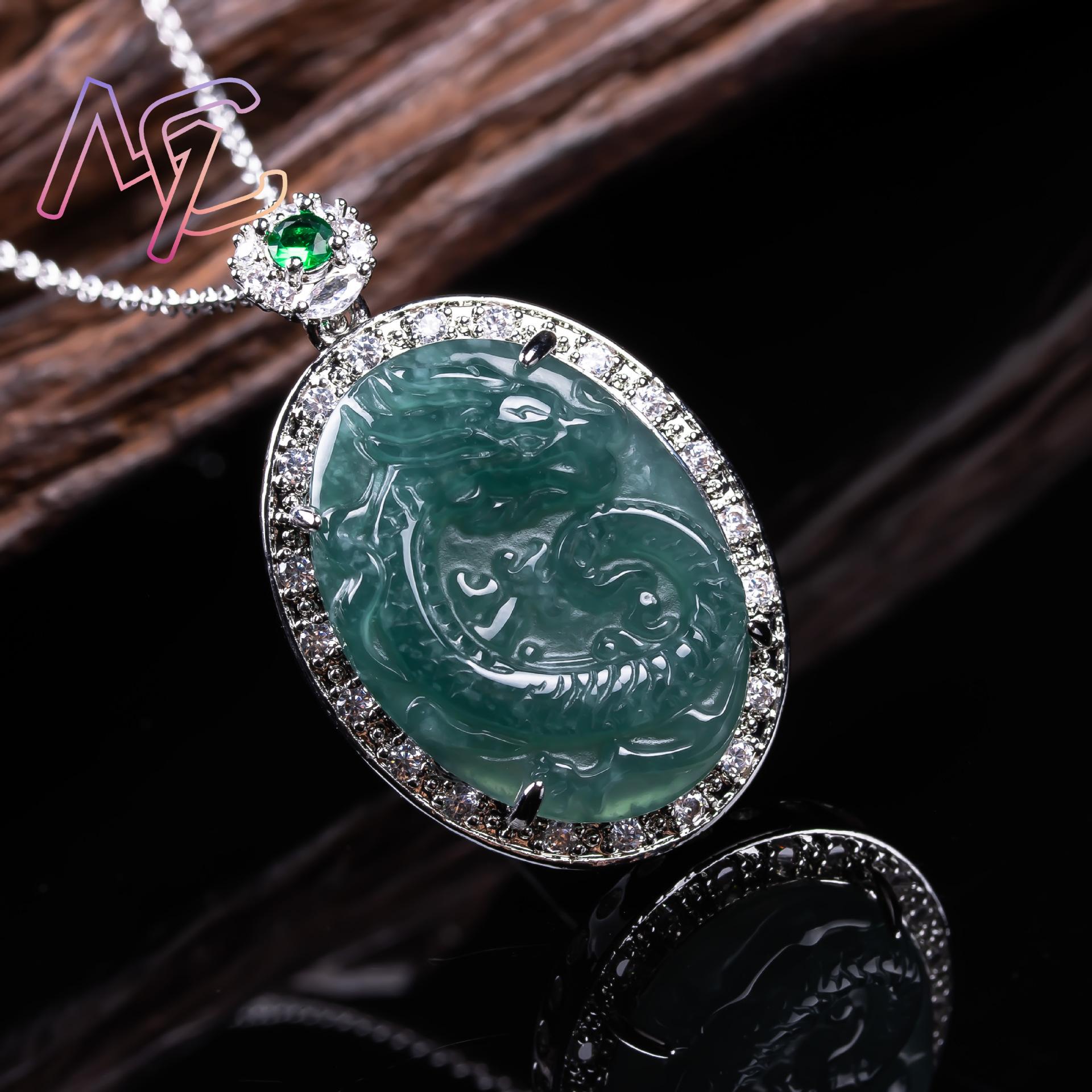 ميانمار الجاديت قلادة على شكل  - مراجعة 925 Sterling Silver Chain Necklace Men وسعره