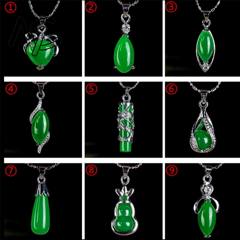 925 الفضة الصينية الأخضر اليشم - مراجعة Necklaces وسعره